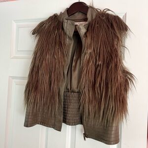 Chelsea Violet olive green, leather zip up vest